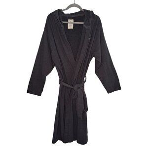 Lucky Brand Charcoal Gray Hooded Belted Robe Size S/M